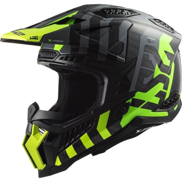 Slika Karbonska motocross kaciga LS2 X-Force carbon Barrier (MX703), žuta/zelena