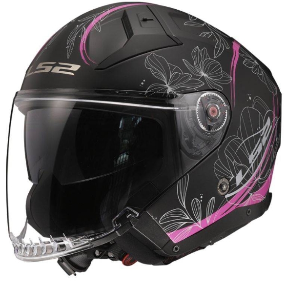 Slika Jet kaciga za skuter LS2 Infinity II Lotus (OF603), crna/ružičasta