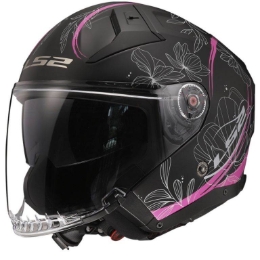 Slika Jet kaciga za skuter LS2 Infinity II Lotus (OF603), crna/ružičasta