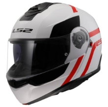 Slika Preklopna motoristična čelada LS2 Strobe II Autox (FF908), bela/rdeča