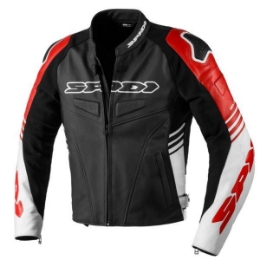 Slika Sportska kožna motoristička jakna Spidi Track Warrior, crna/crvena