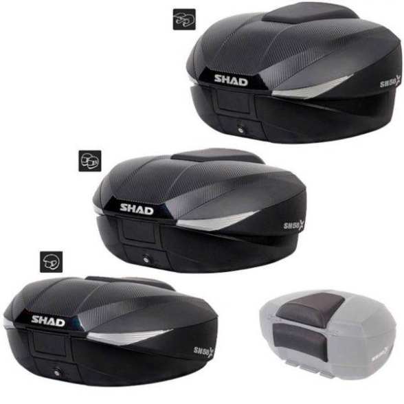 Slika Podesiv kofer za motor Shad SH58X Premium Smart Lock (46-58 L) s naslonom