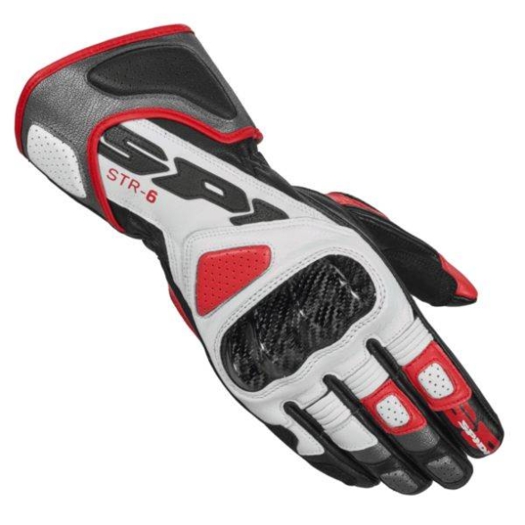 Slika Sportske motorističke rukavice Spidi STR-6, crne/bijele/crvene