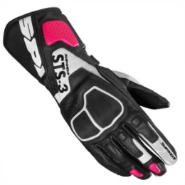 Slika Sportske ženske kožne rukavice za motor Spidi STS-3, crne/roza