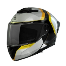 Slika Preklopna motoristična čelada MT Helmets Atom 2 SV Emalla, bela/črna/rumena