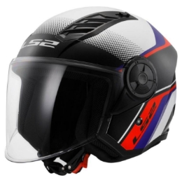 Slika Jet kaciga za skuter LS2 Airflow II Rush (OF616), bijela/plava/crvena
