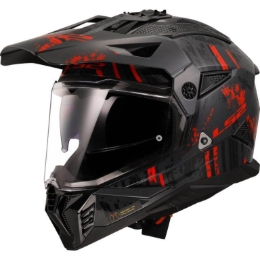 Slika Enduro kaciga za motor LS2 Pioneer II Crazy (MX702), siva/crvena
