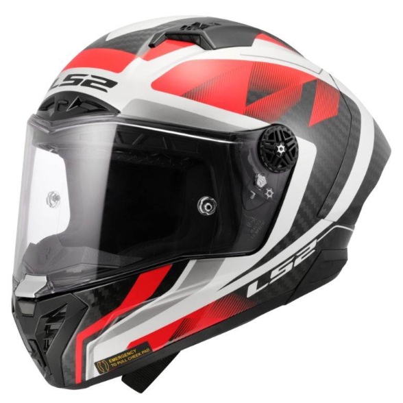 Slika Trkaća karbonska kaciga za motor LS2 Thunder GP Raute (FF805), bijela/crvena