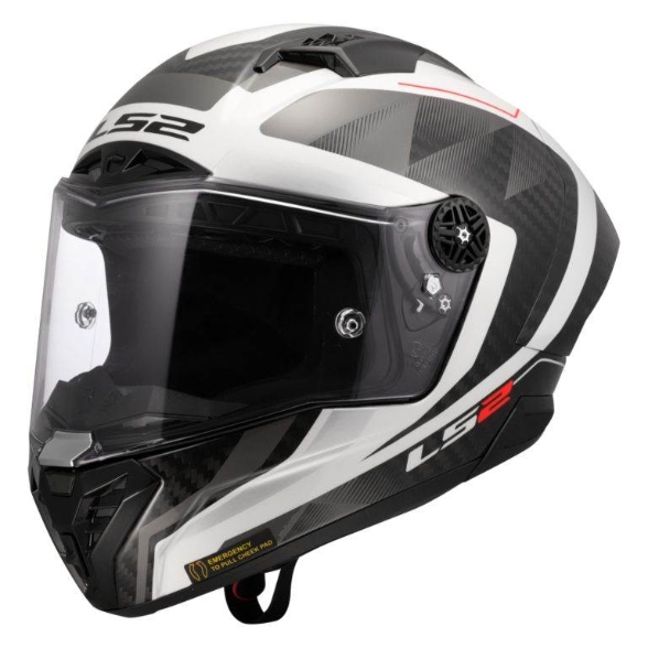 Slika Trkaća karbonska kaciga za motor LS2 Thunder GP Raute (FF805), bijela/siva