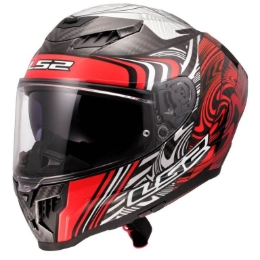 Slika Karbonska kaciga za motor LS2 Dragon Enthum (FF807), crvena/bijela