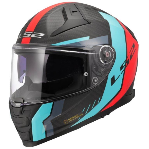 Slika Karbonska kaciga za motor LS2 Vector II Grid (FF811), crvena/plava