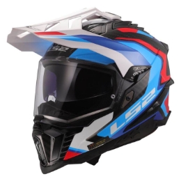 Slika Karbonska enduro kaciga za motor LS2 Explorer Frontire II (MX701), bijela/plava/crvena