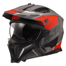 Slika Modularna motoristična čelada LS2 Drifter 3in1 Devor (OF606), titan/rdeča