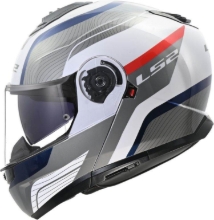 Slika Preklopna čelada za motor LS2 Strobe II Monza (FF908), bela/rdeča/modra
