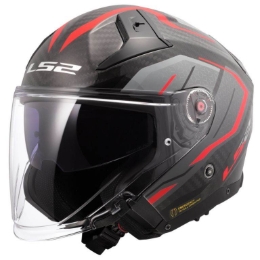 Slika Karbonska jet kaciga za skuter LS2 Infinity II Urus (OF603), siva/crvena