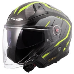 Slika Karbonska jet kaciga za skuter LS2 Infinity II Urus (OF603), siva/žuta