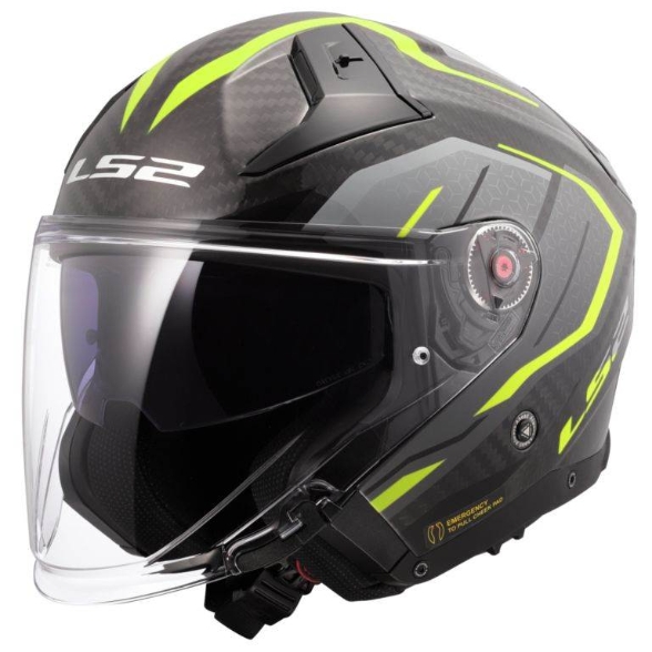 Slika Karbonska jet kaciga za skuter LS2 Infinity II Urus (OF603), siva/žuta