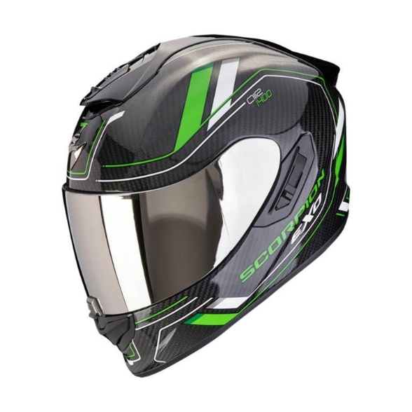 Slika Karbonska kaciga za motor Scorpion EXO-1400 EVO II Mirage, crna/zelena