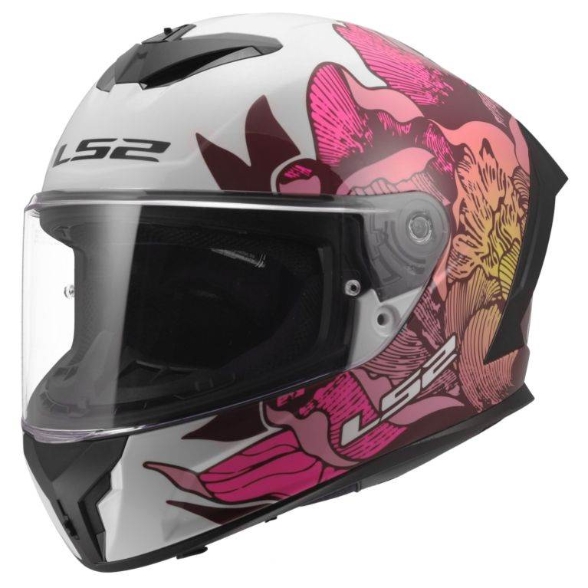 Slika Motoristička kaciga LS2 Rapid III Poppies II (FF820), bijela/ružičasta