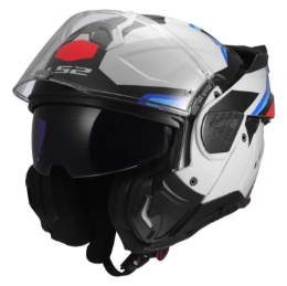 Slika Flip up kaciga LS2 Advant II Triple (FF910), bijela/plava/crvena