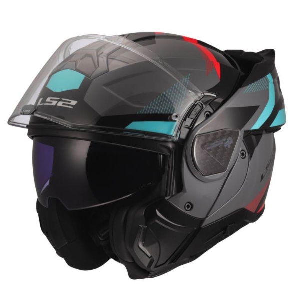 Slika Flip up kaciga LS2 Advant II Triple (FF910), siva/plava/crvena