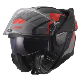 Slika Flip up kaciga za motor LS2 Advant II Glide (FF910), crna/siva/crvena