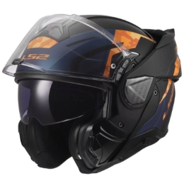 Slika Flip up kaciga za motor LS2 Advant II  Glide (FF910), crna/narančasta
