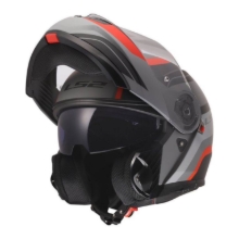 Slika Preklopna čelada za motor LS2 Strobe II Monza (FF908), črna/siva/rdeča