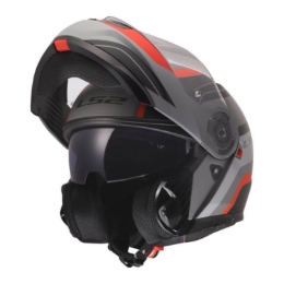 Slika Flip up kaciga LS2 Strobe II Monza (FF908), crna/siva/crvena