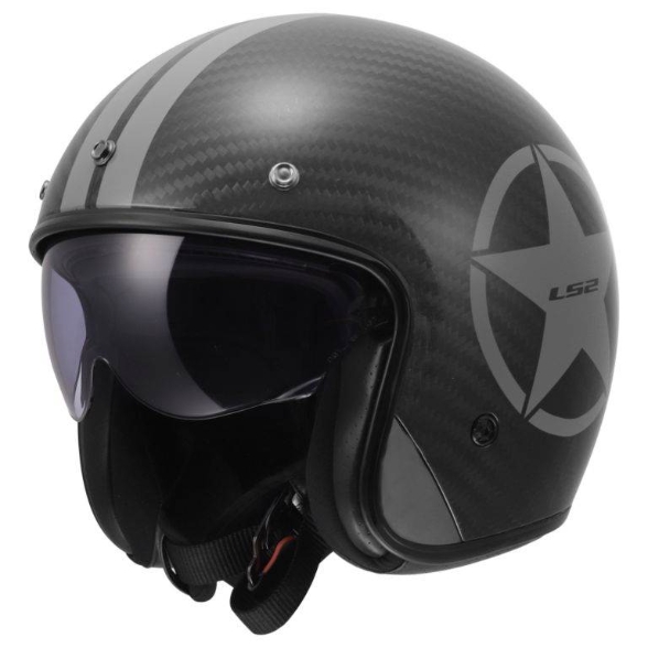 Slika Retro karbonska jet kaciga za skuter LS2 BOB II Star (OF601), siva
