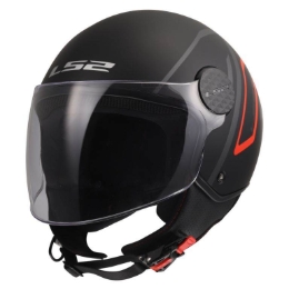 Slika Jet kaciga za skuter LS2 Sphere LUX II Minim (OF558), crna/crvena