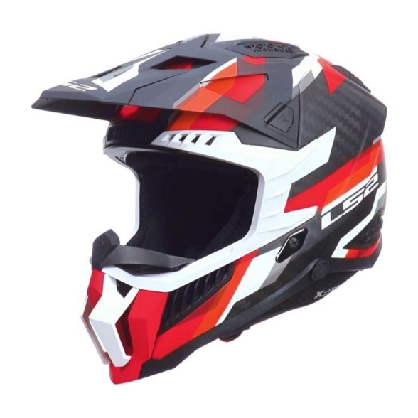 Slika Karbonska motocross kaciga LS2 X-Force Phantom (MX703), crna/narančasta/crvena