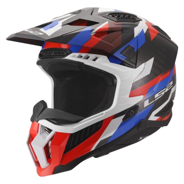 Slika Karbonska motocross kaciga LS2 X-Force Phantom (MX703), bijela/plava/crvena