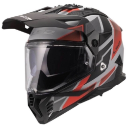Slika Enduro kaciga za motor LS2 Pioneer II Block (MX702), crna/siva/crvena