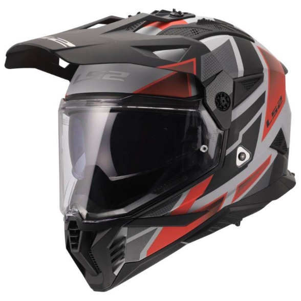 Slika Enduro kaciga za motor LS2 Pioneer II Block (MX702), crna/siva/crvena