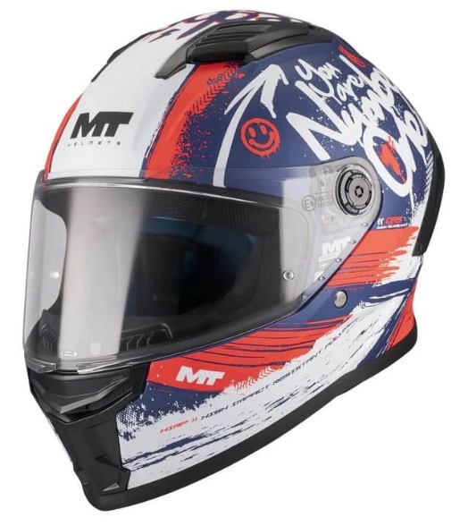 Slika Dječja kaciga za motor MT Helmets STINGER 2 Rocket, plava/bijela/crvena
